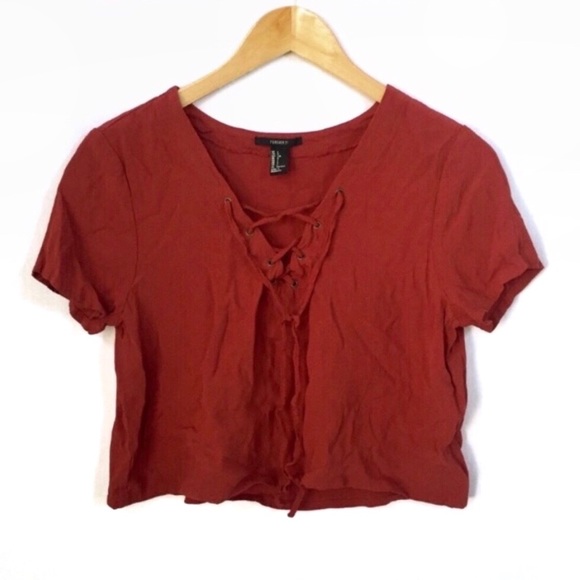 Forever 21 Tops - Lace-Up Crop Top
